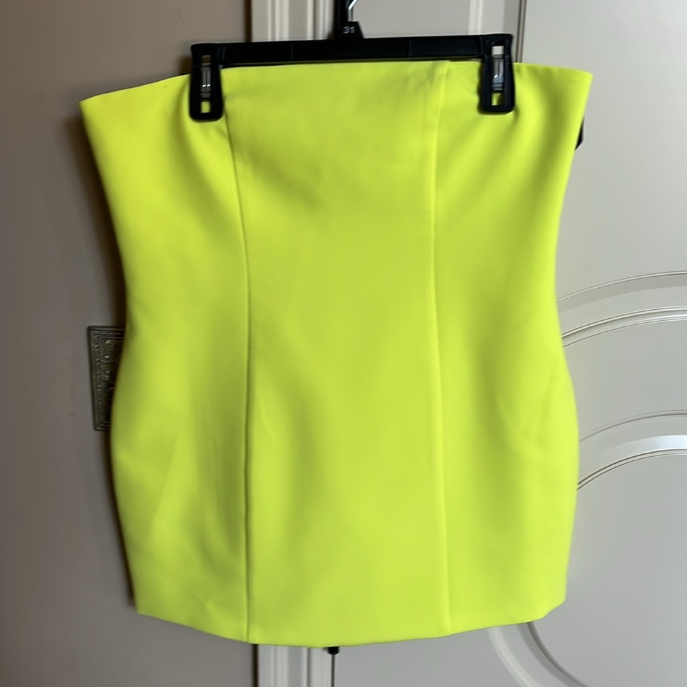 Retrofete Neon Yellow Strapless Mini Dress - Picture 7 of 8